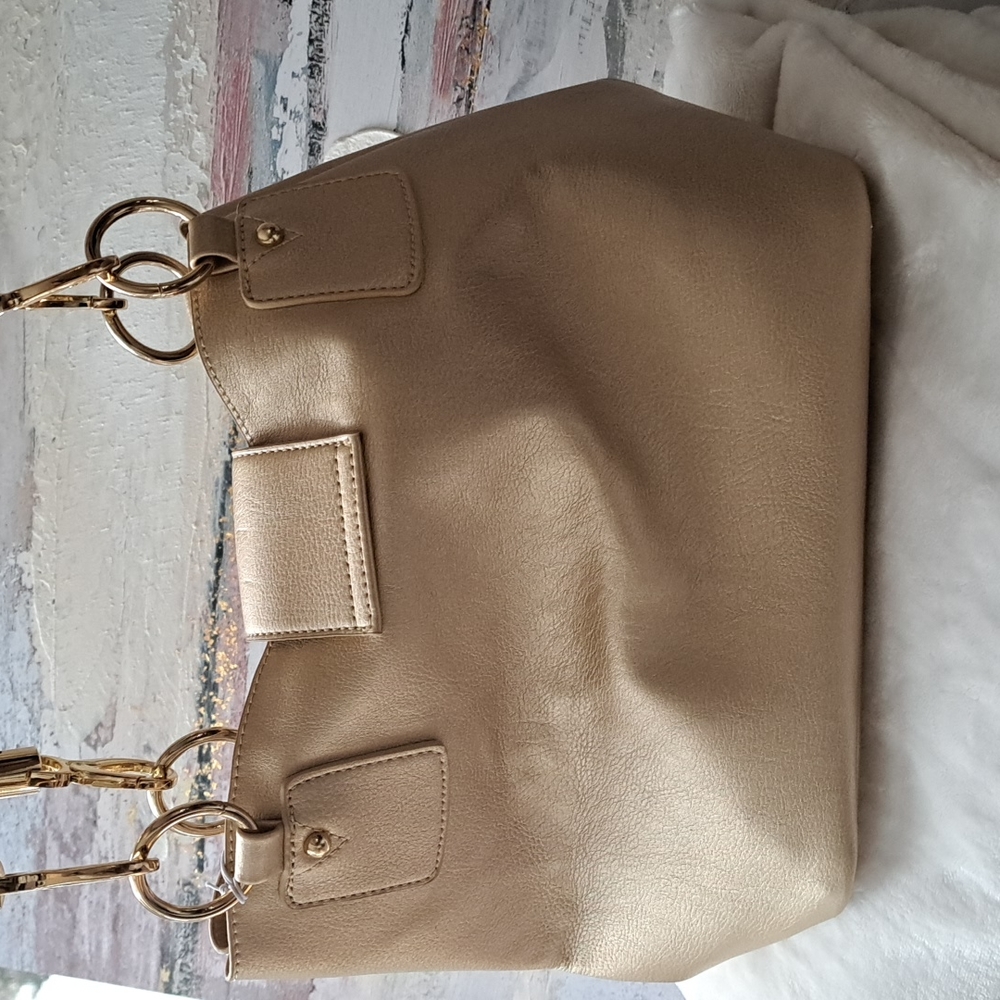 C Metallic Gold Tote with Tassel Accent - Picture 3 of 11